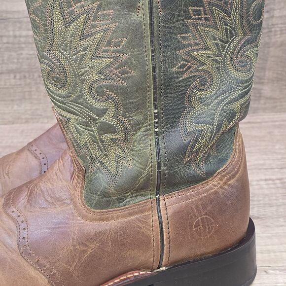 Double H Men\'s 9 EE Brown Green Leather Square Soft Toe Western Boots (DH3571) main image 12